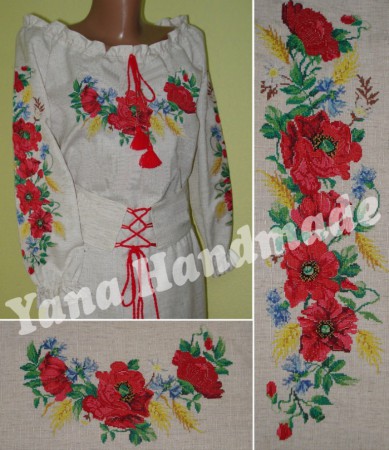 Вишиванка жіноча - Польові квіти хрестик